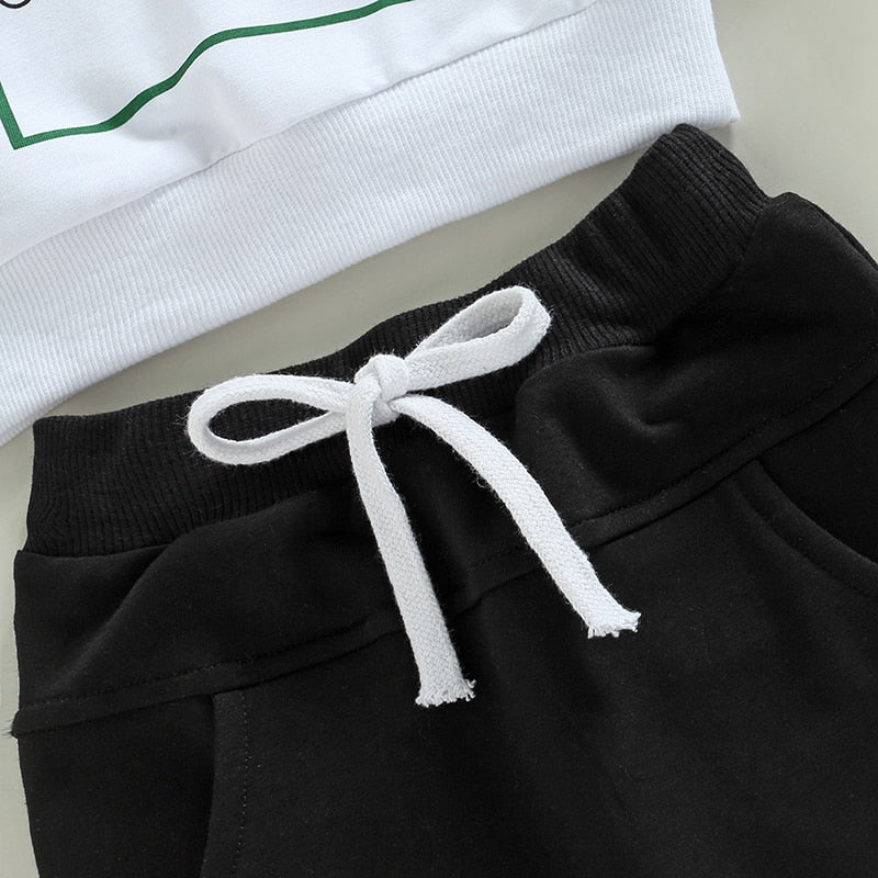 0-3Years Boys Letter Print Pullover & Solid Pant Outfit Set childrensterritory