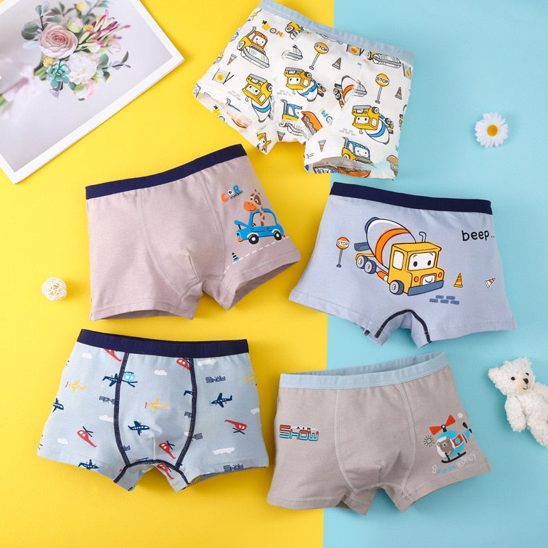 Kids Boys Cartoon Print Cotton Briefs/Panties childrensterritory