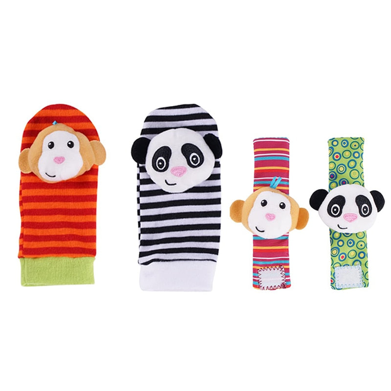 Baby Wrist Rattles and Foot Finder Socks 4PCS/SET childrensterritory