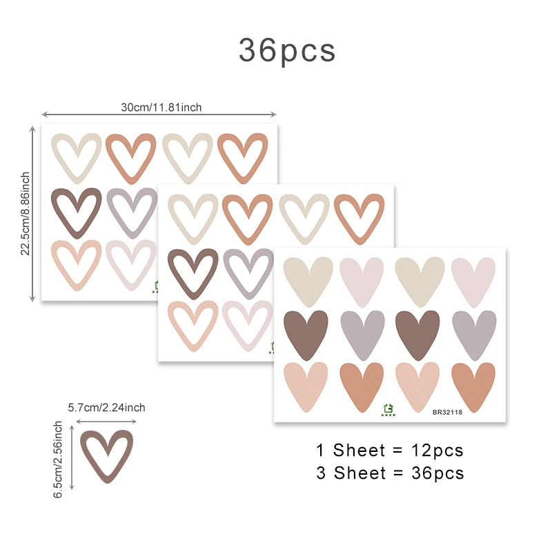 Heart Shape Bohemian Wall Decals for Kids Room Decor childrensterritory