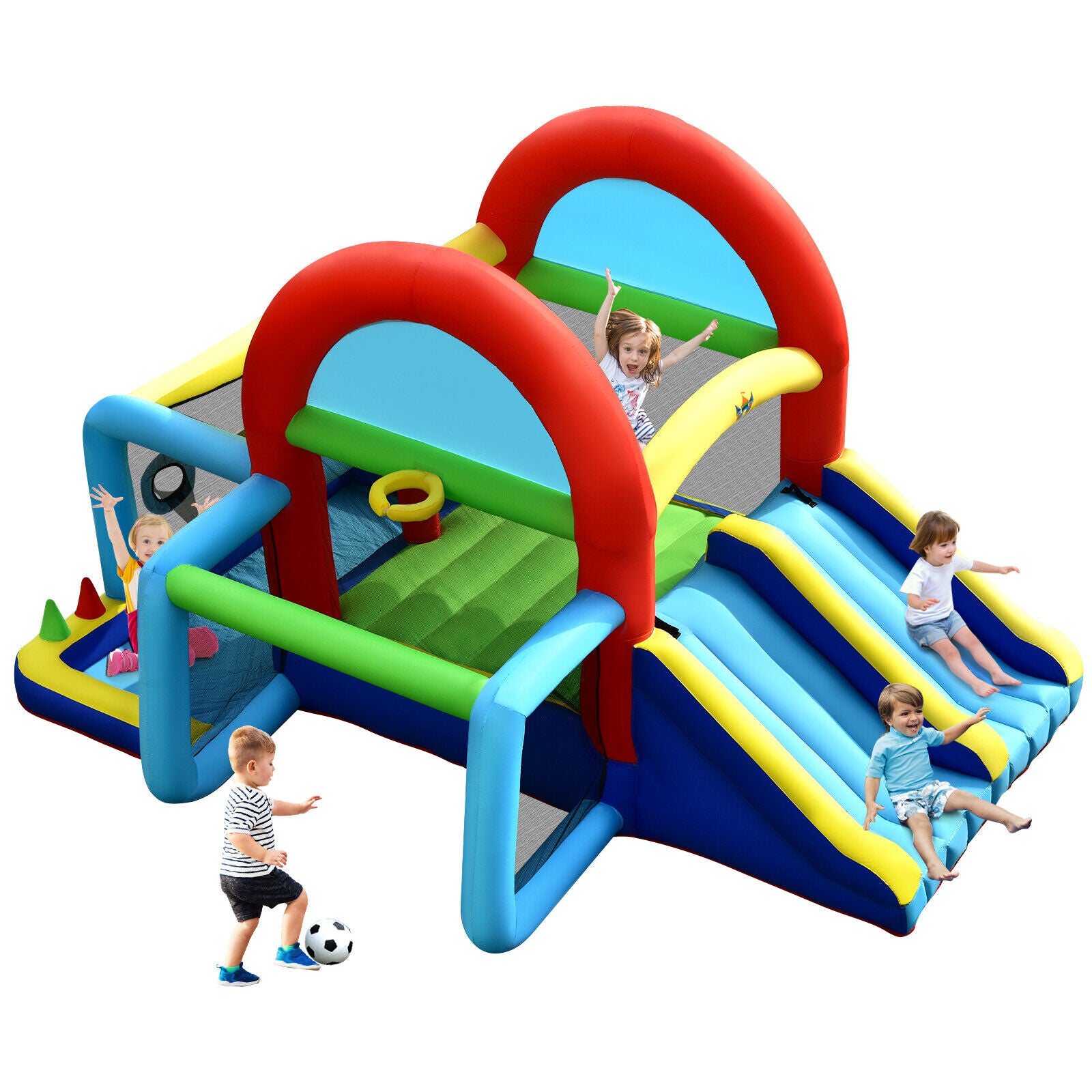 Kids Bouncy Jumping Castle w/ Dual Slides Without Blower childrensterritory