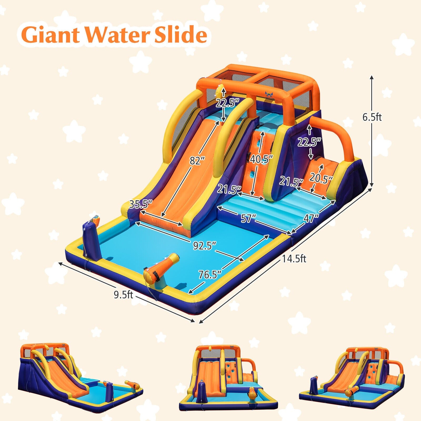 4-in-1 Kids Inflatable Bounce Castle W/ Splash Pool childrensterritory