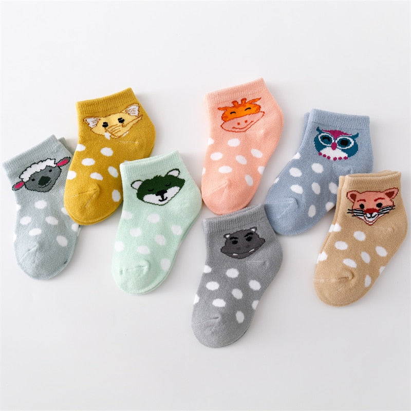 7Pairs/set Casual Cartoon Cotton Socks for Babies childrensterritory