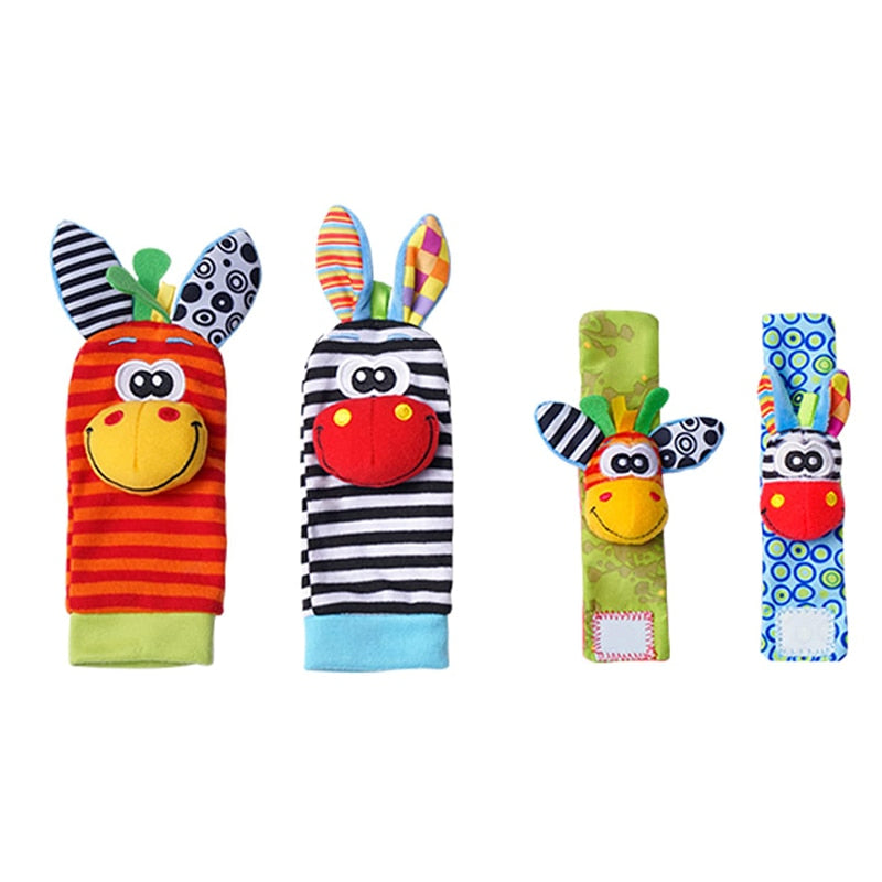 Baby Wrist Rattles and Foot Finder Socks 4PCS/SET childrensterritory