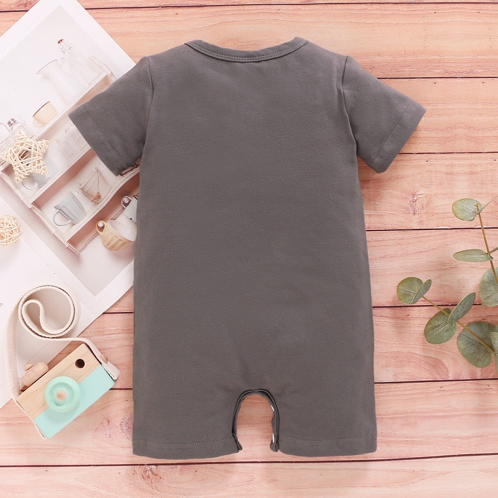 Newborn Boys Short Sleeves Letter Print Bodysuit childrensterritory