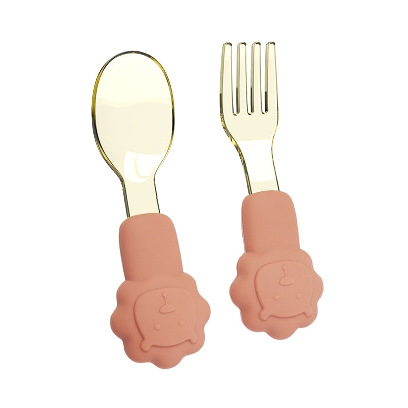 2pcs Baby Learn To Eat Fork Spoon Set | Kids Tableware childrensterritory