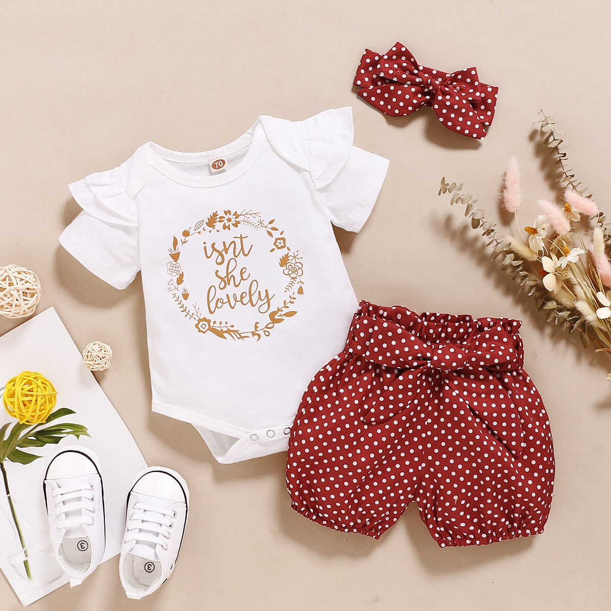 Baby Girls 3Pcs Casual Letter Print Summer Outfit childrensterritory
