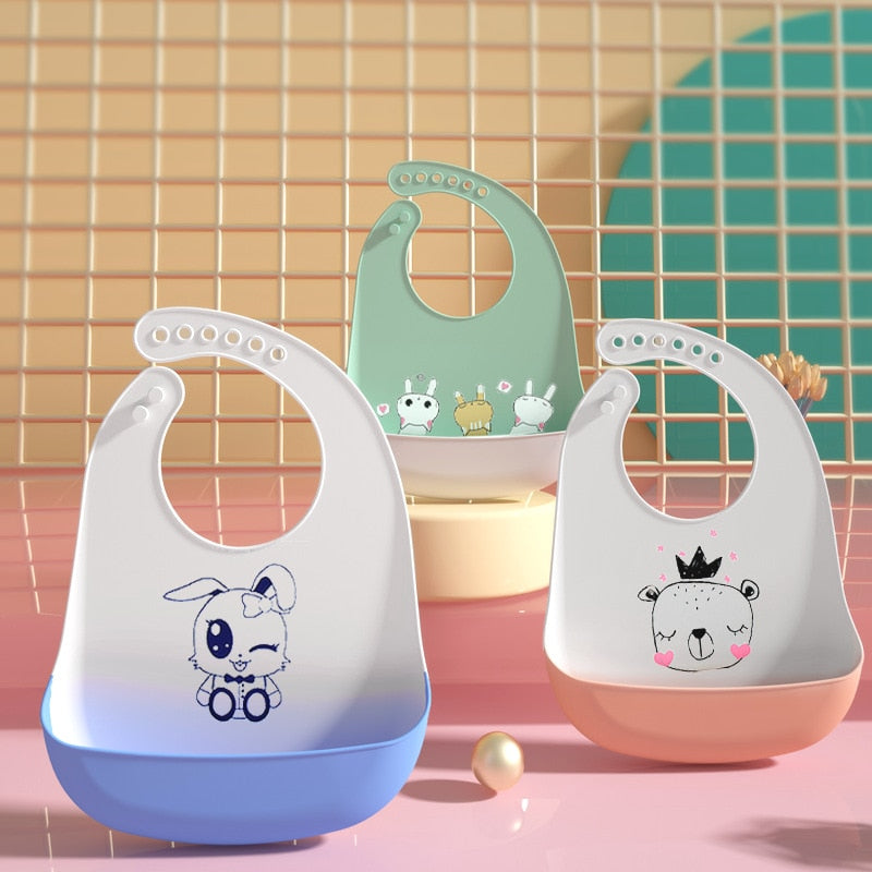 Adjustable & Waterproof Silicone Baby Bibs with Pocket childrensterritory