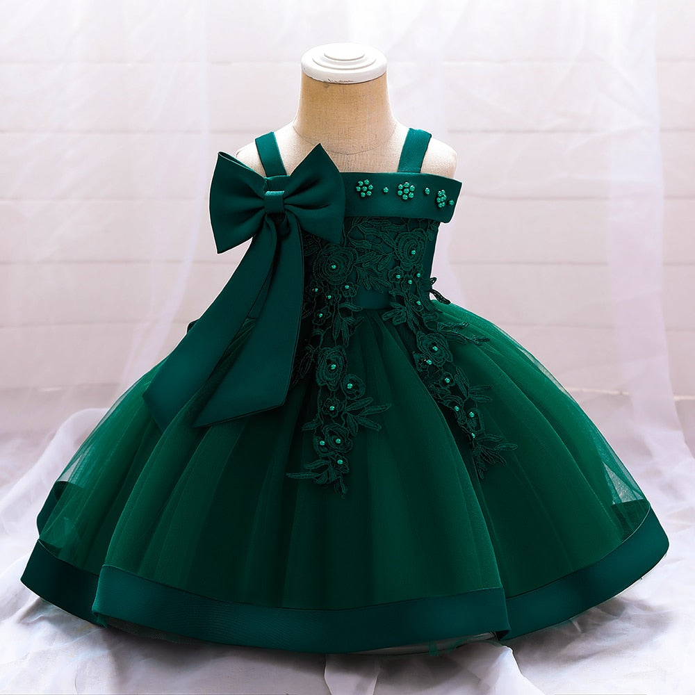 Baby Girls Bow Lace Flower Wedding/Party Gown childrensterritory