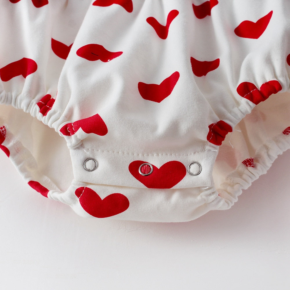 Newborn Baby Heart Print Bodysuit with Hat childrensterritory