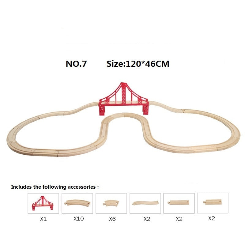 Wood Train Track Railway Toy Set for Kids childrensterritory