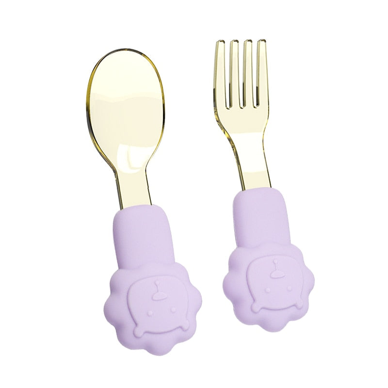 2pcs Baby Learn To Eat Fork Spoon Set | Kids Tableware childrensterritory