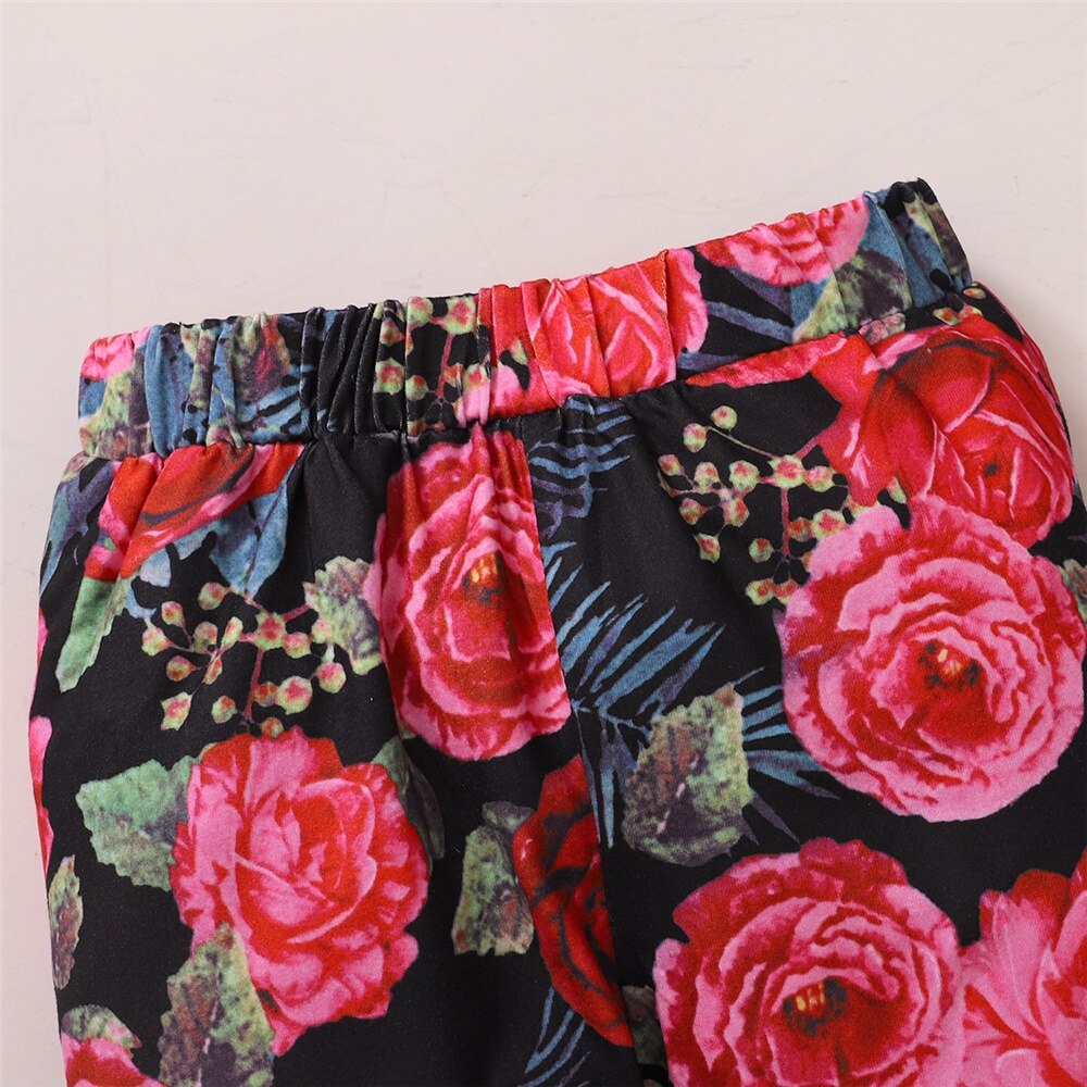 Letters & Floral Print Toddler Girl 3PCS Outfit Set childrensterritory