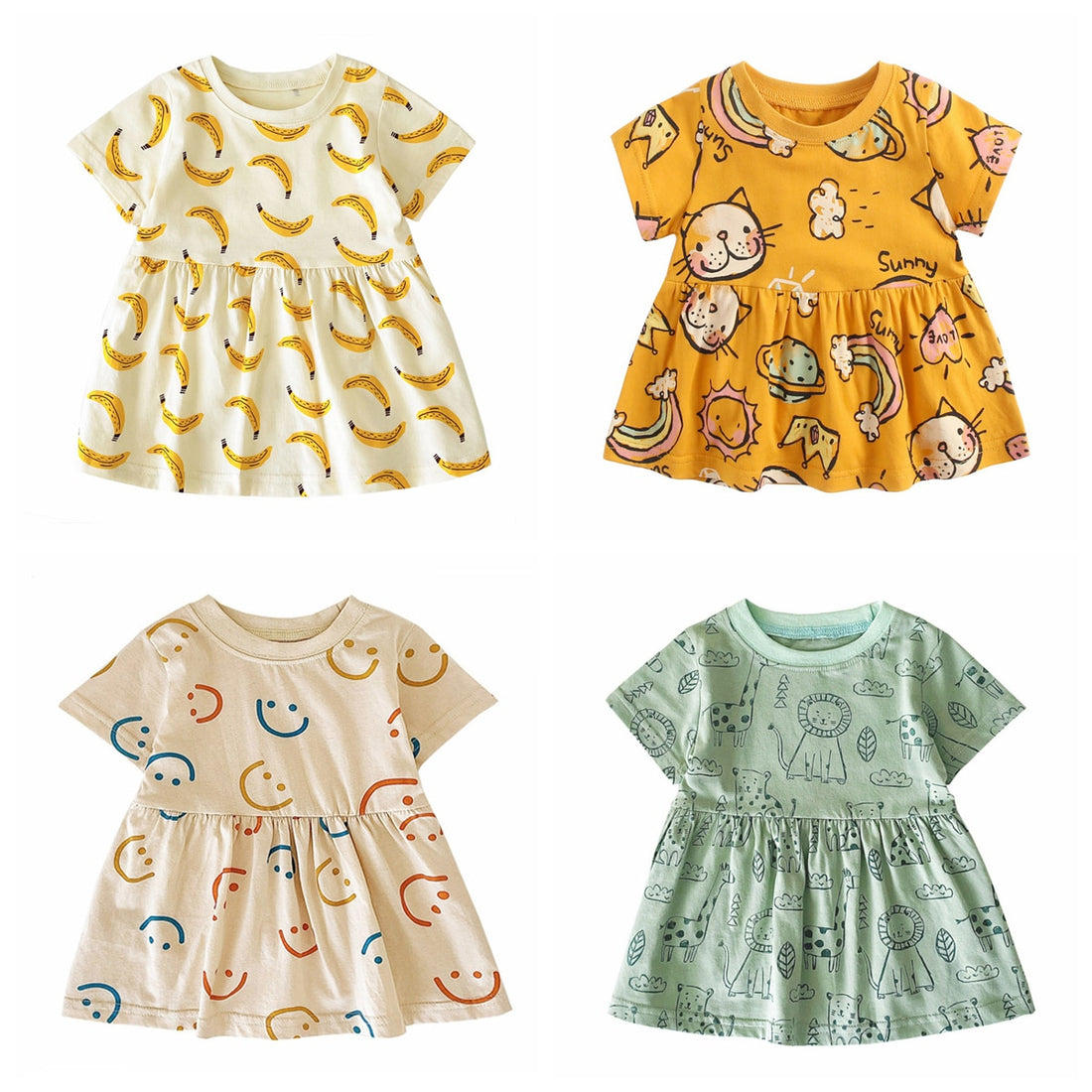Cute Pattern Casual Little Girls Summer Dresses childrensterritory