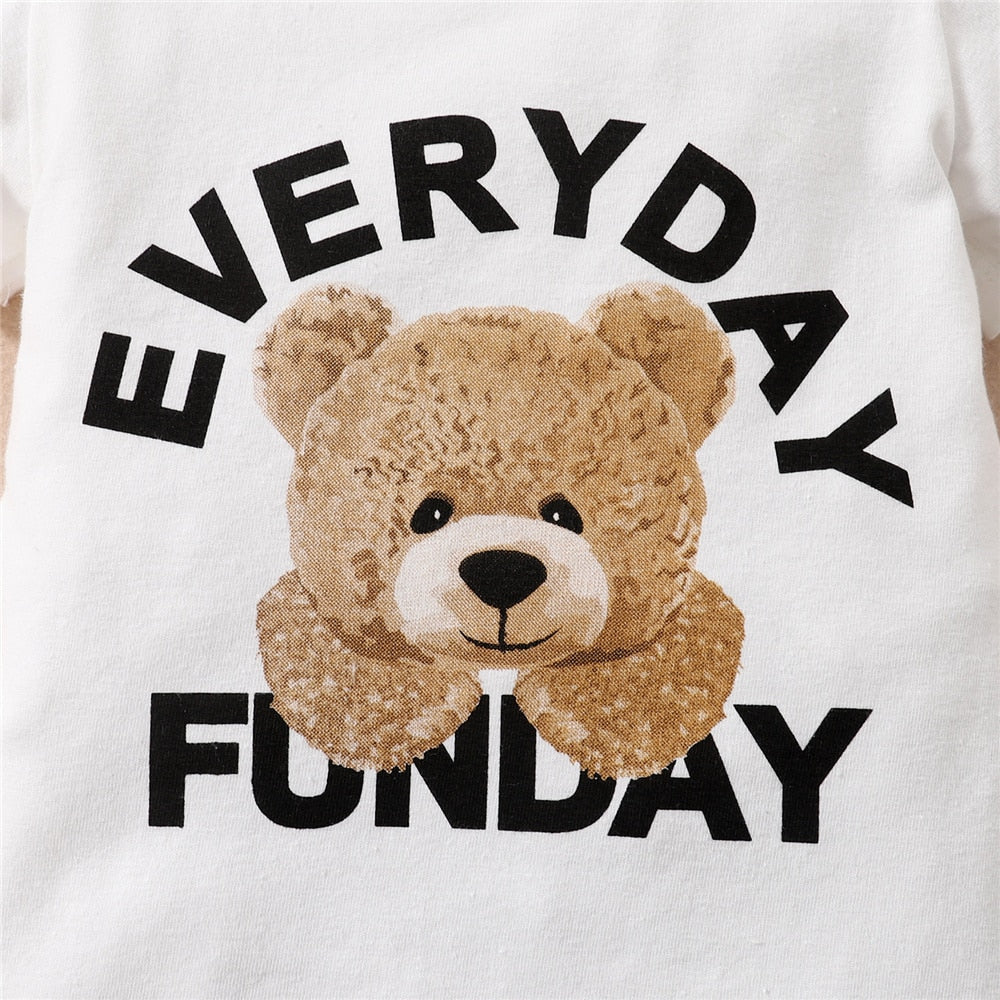 Newborn Baby Cartoon Print Summer Romper & Hat childrensterritory