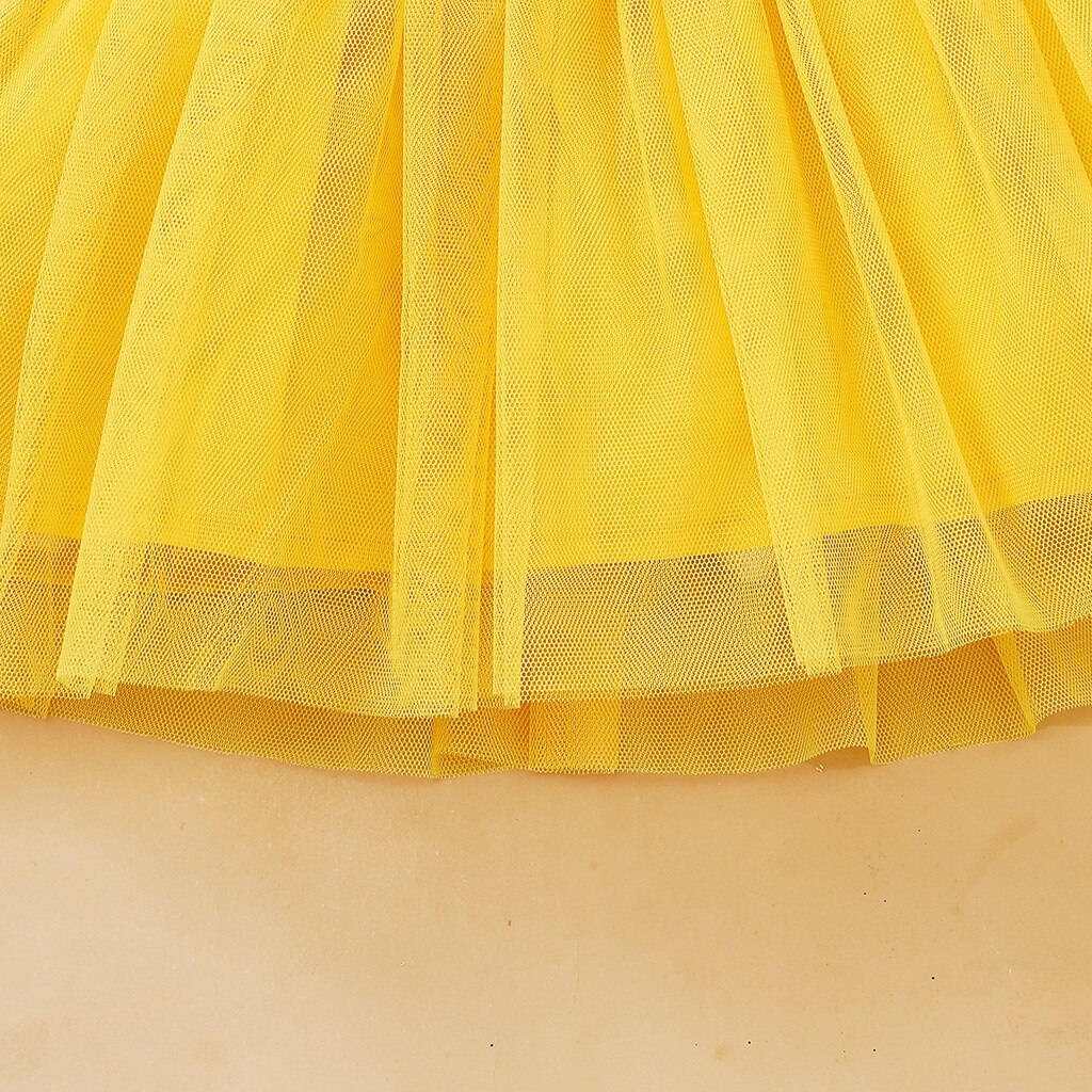 Yellow Tulle Patchwork Toddler Girls Swing Dress childrensterritory