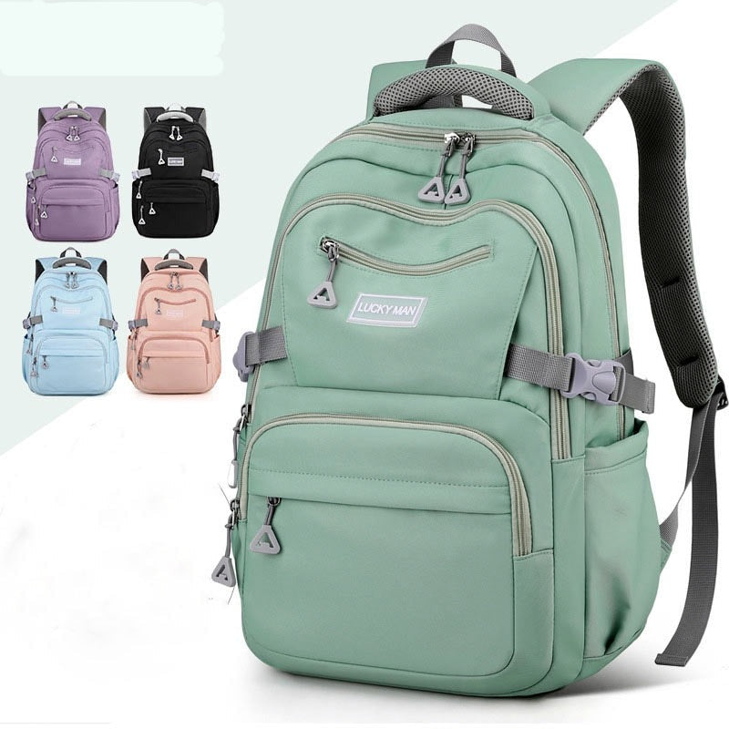 Solid Color Waterproof Shoulder Backpack for Teenage Girls childrensterritory