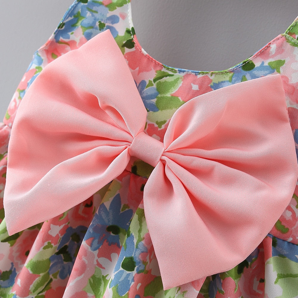 2Pcs/Set Baby Girl Summer Beach Dress + Hat childrensterritory