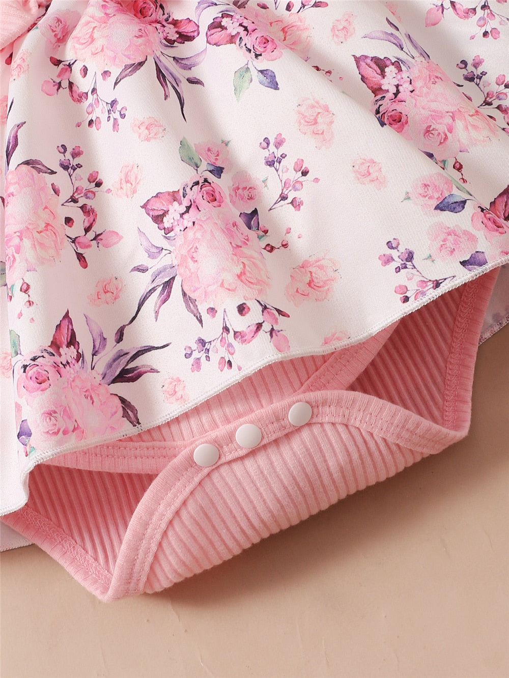 Baby Girl 2Pcs Floral Romper Dress with Headband childrensterritory