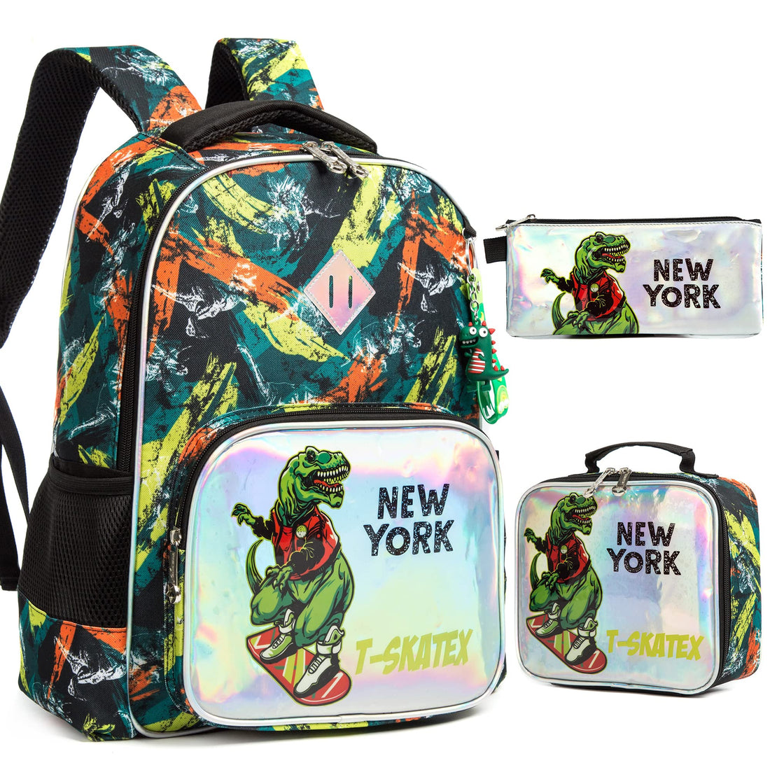 Kids 3pcs School Backpack of Astronaut and Dinosaurs Print childrensterritory