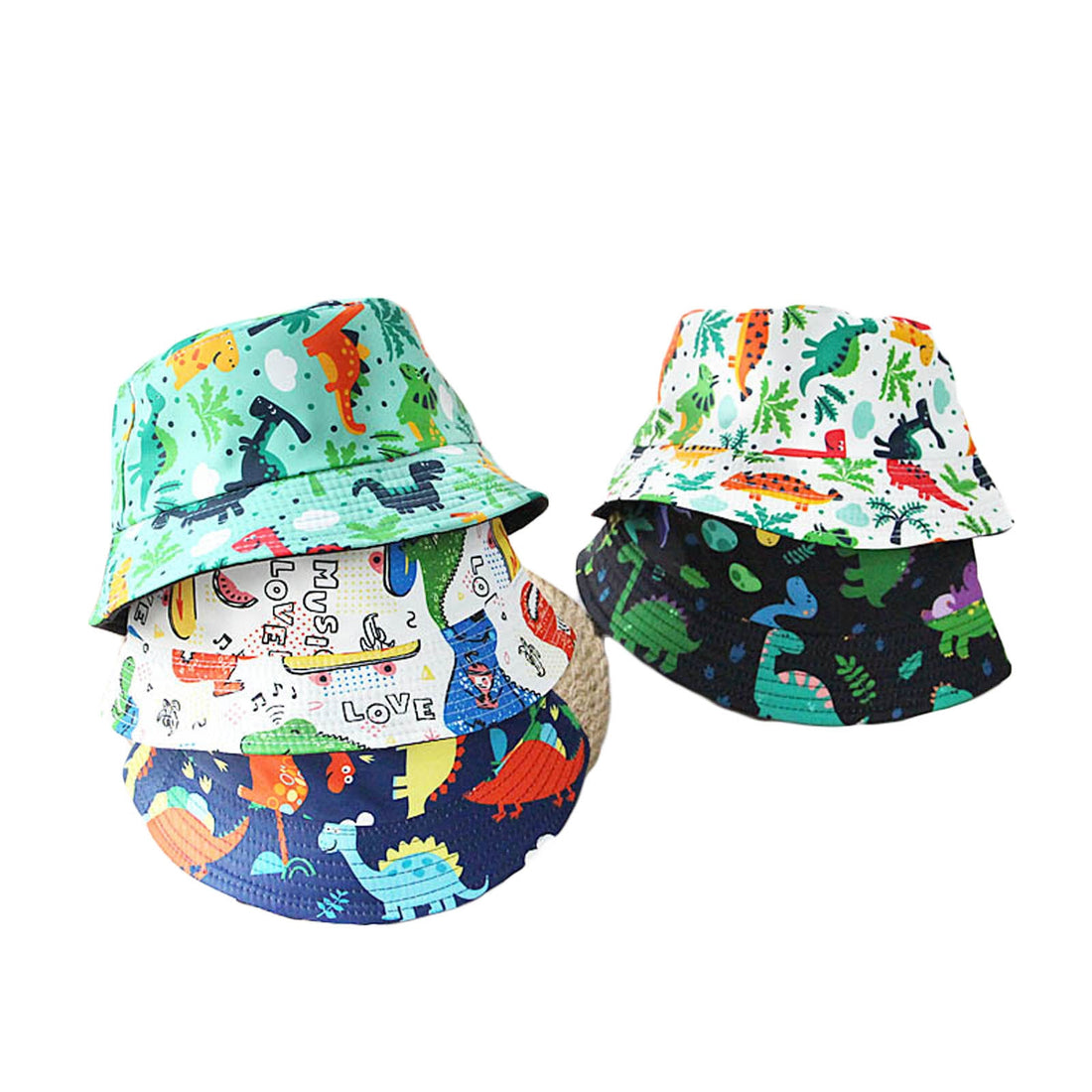 6 Colors Kids Cartoon Dinosaur Print Fisherman Hat childrensterritory