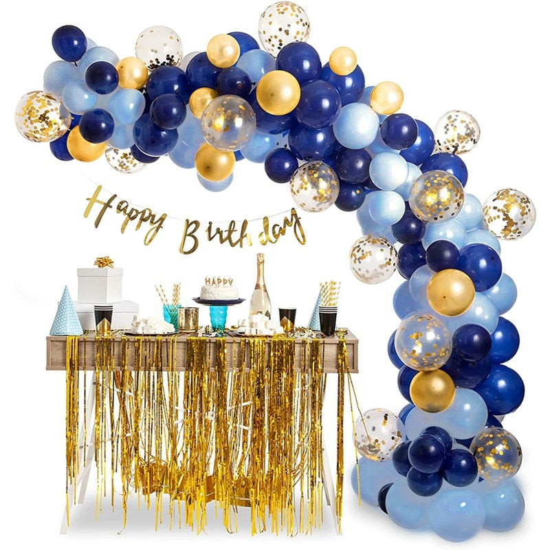 Blue Gold Balloons Garland Kit For Party Decoration childrensterritory