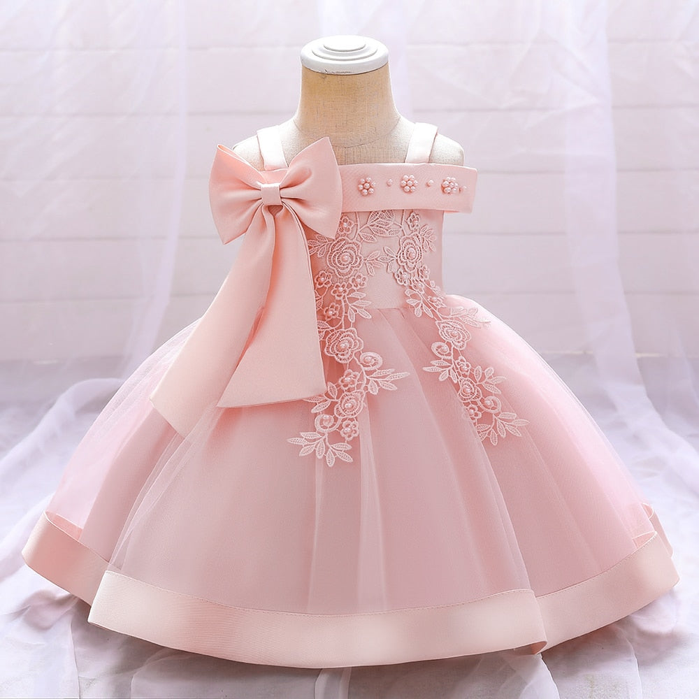 Baby Girls Bow Lace Flower Wedding/Party Gown childrensterritory