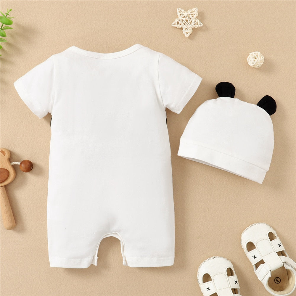 Newborn Baby Cartoon Print Summer Romper & Hat childrensterritory