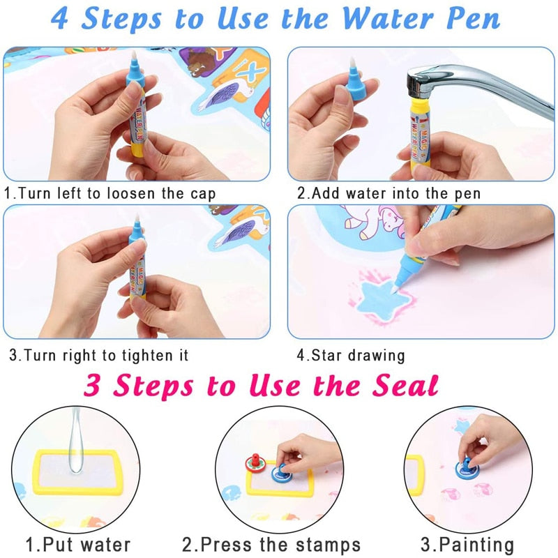 Water Doodle Mat with Magic Pens for Kids childrensterritory