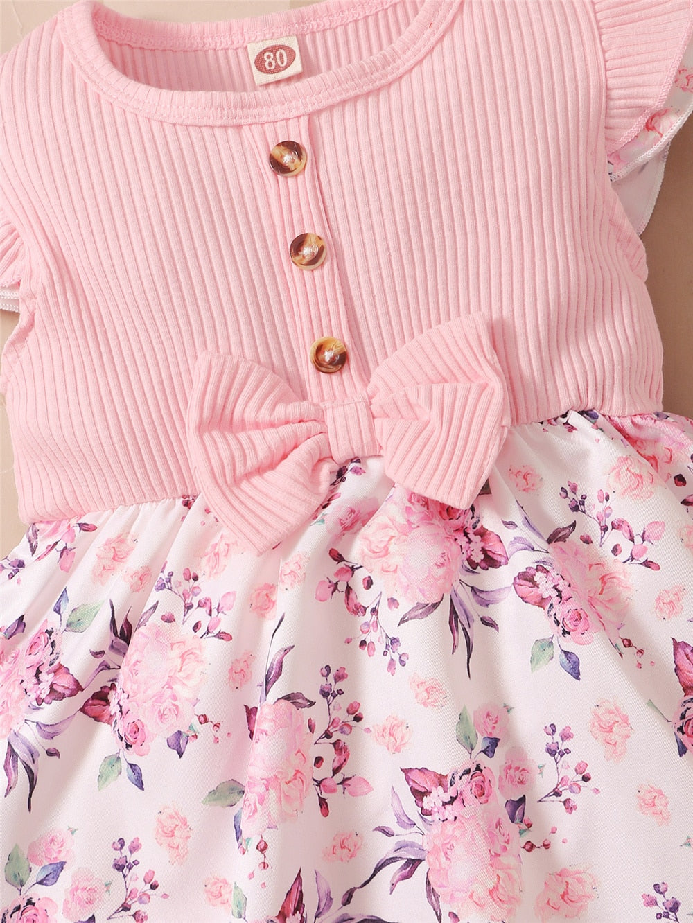 Baby Girl 2Pcs Floral Romper Dress with Headband childrensterritory