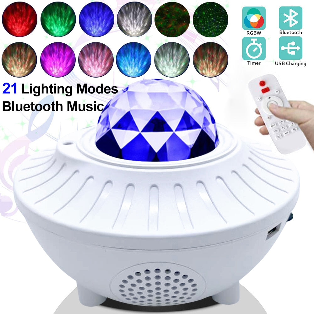 Starry Water Wave LED Projector with Music childrensterritory