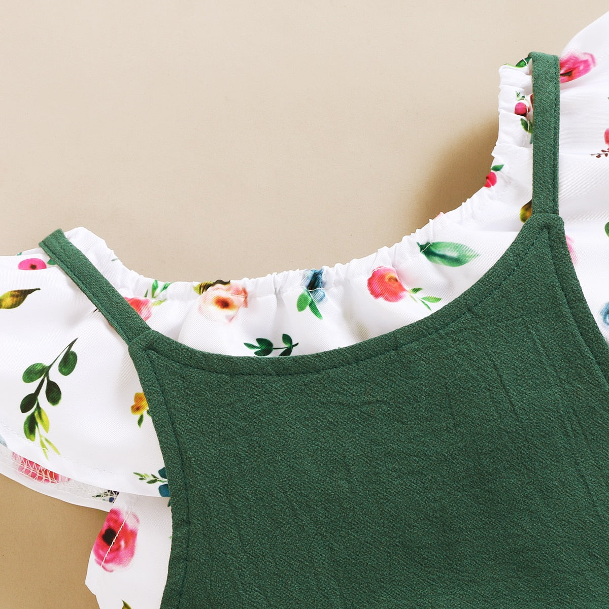 Toddler Girl Floral Print Top + Suspender Pant Set childrensterritory