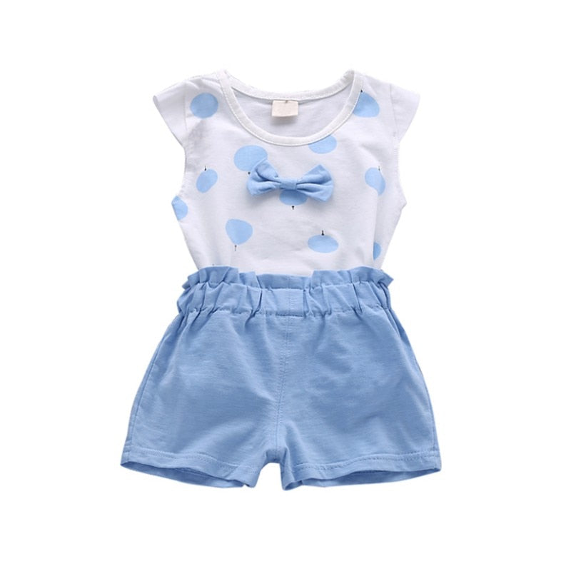 Toddler/Baby Girls Printed Bowknot 2pcs Casual Suit childrensterritory