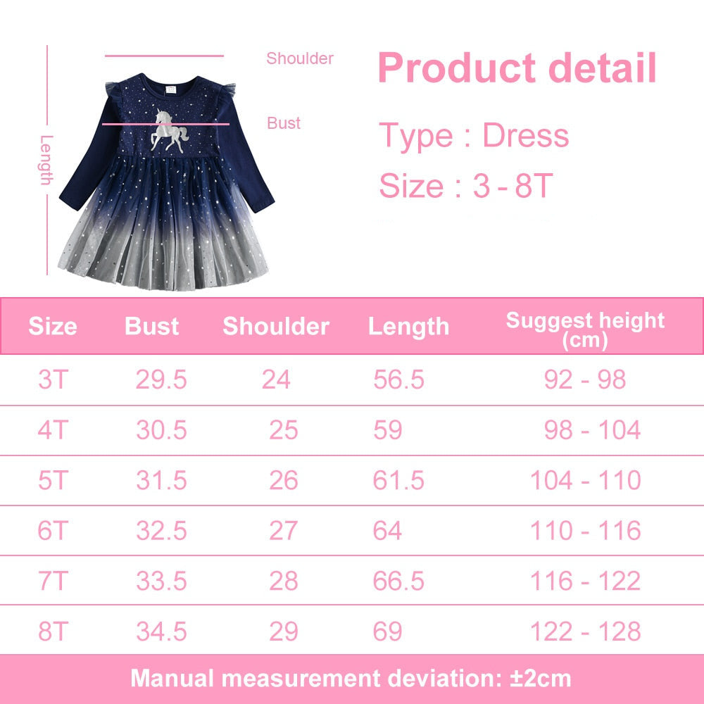 Unicorn Design Flying Sleeve Princess Dress for Kids Girls childrensterritory