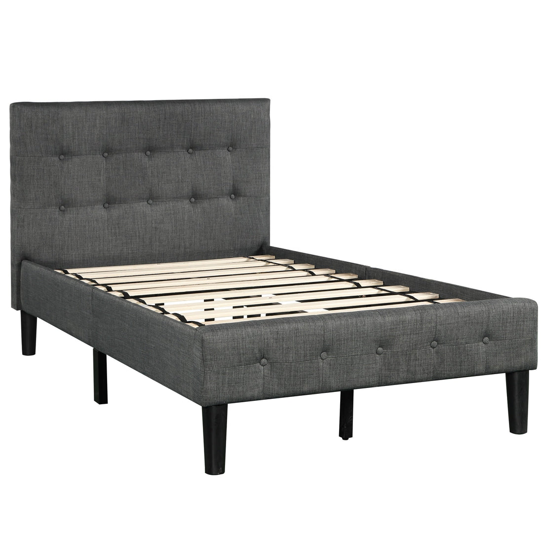 Wood Platform Bed with Tufted Headboard & Footboard childrensterritory