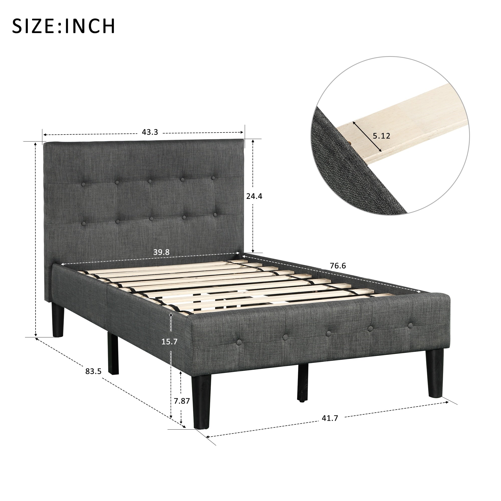 Wood Platform Bed with Tufted Headboard & Footboard childrensterritory