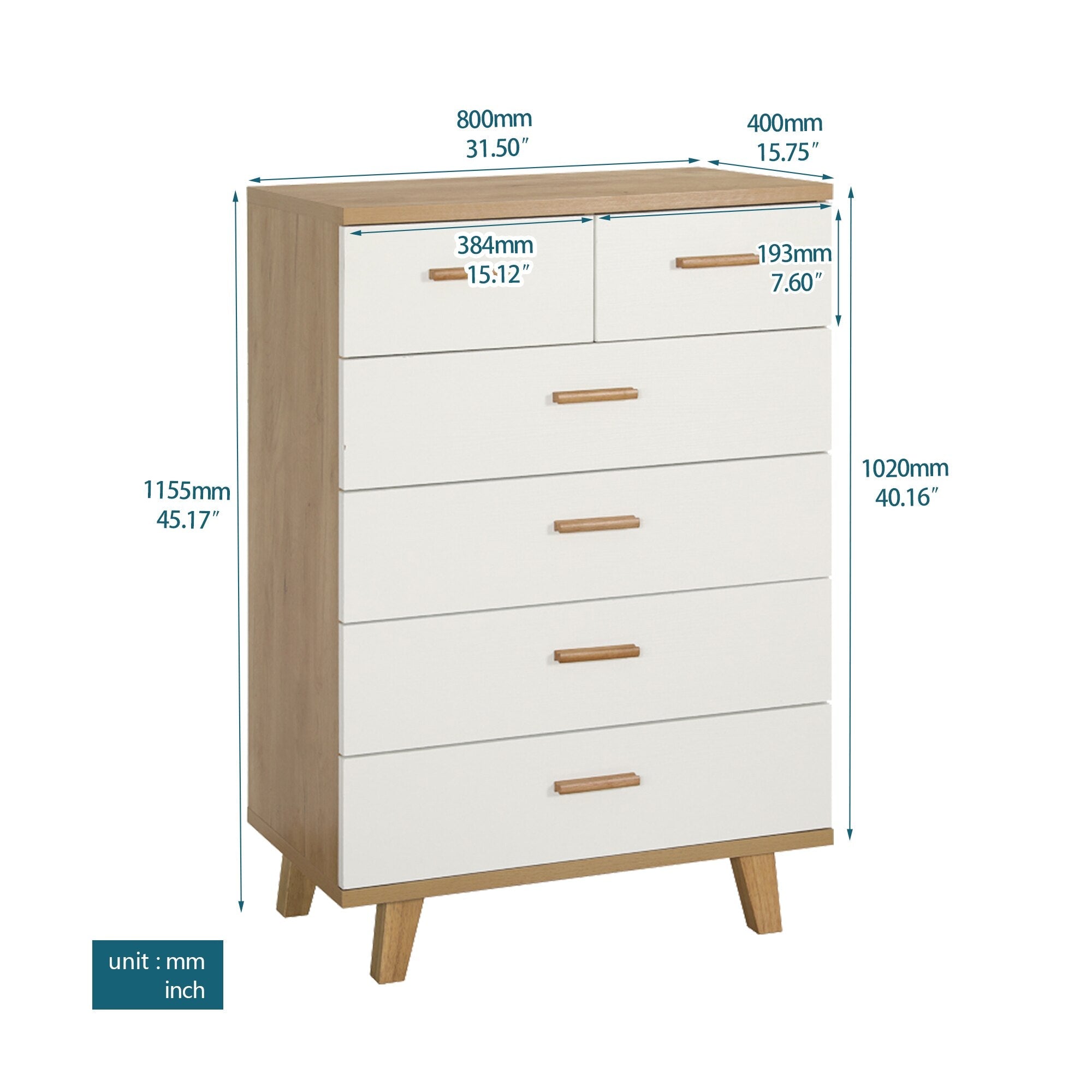 Wooden Drawer Storage Cabinet w/Solid Handles & Foot Stand childrensterritory
