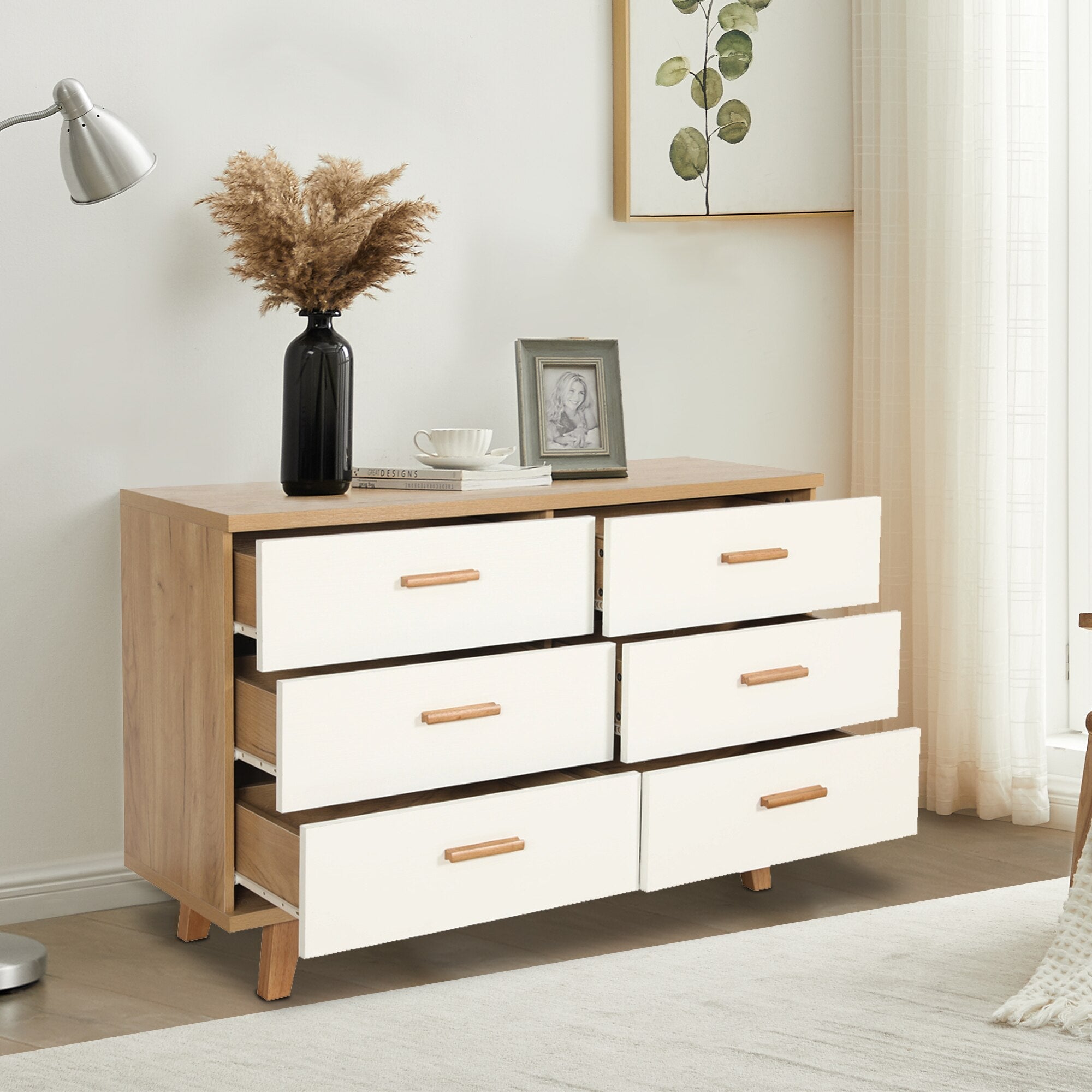 Wooden Drawer Storage Cabinet w/Solid Handles & Foot Stand childrensterritory