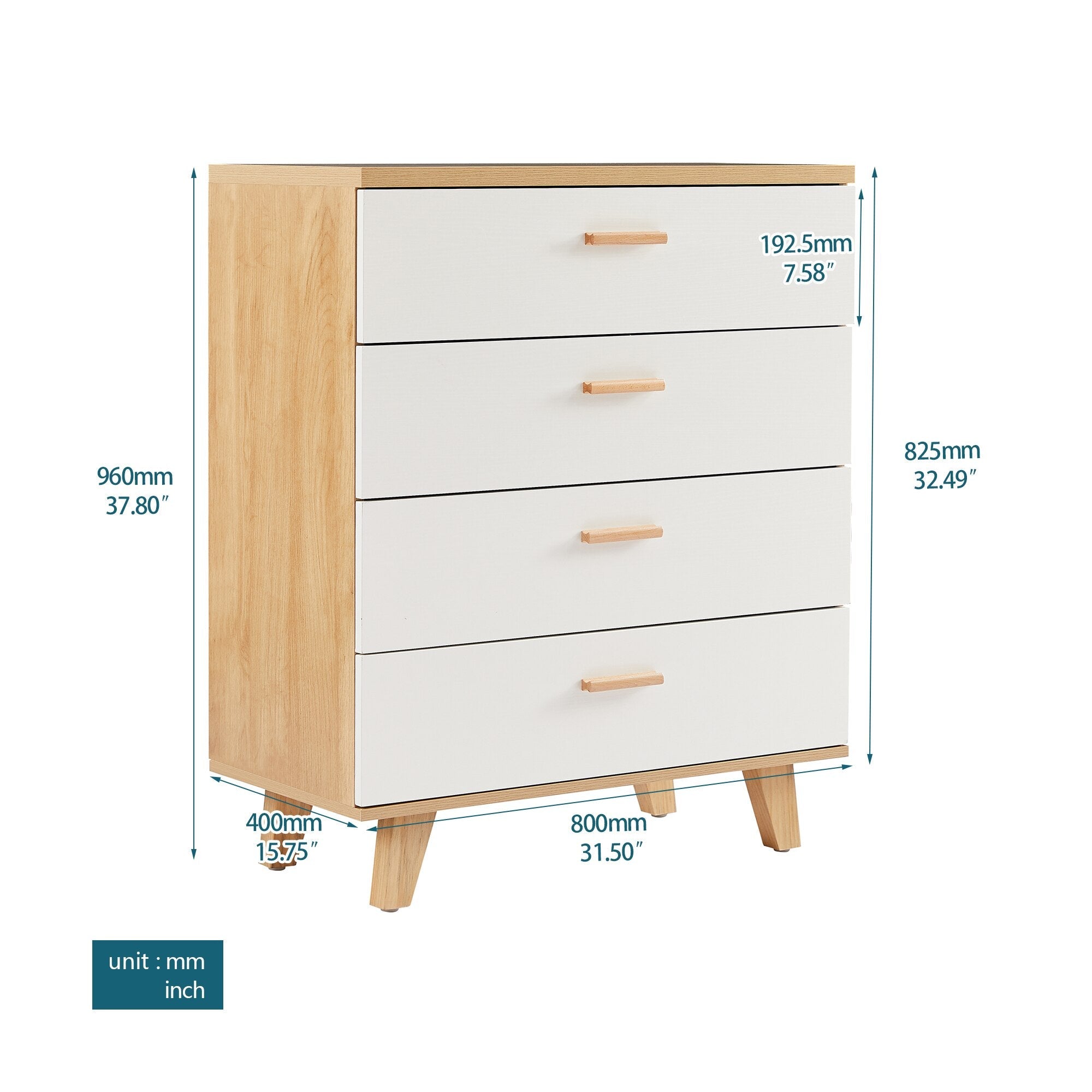 Wooden Drawer Storage Cabinet w/Solid Handles & Foot Stand childrensterritory