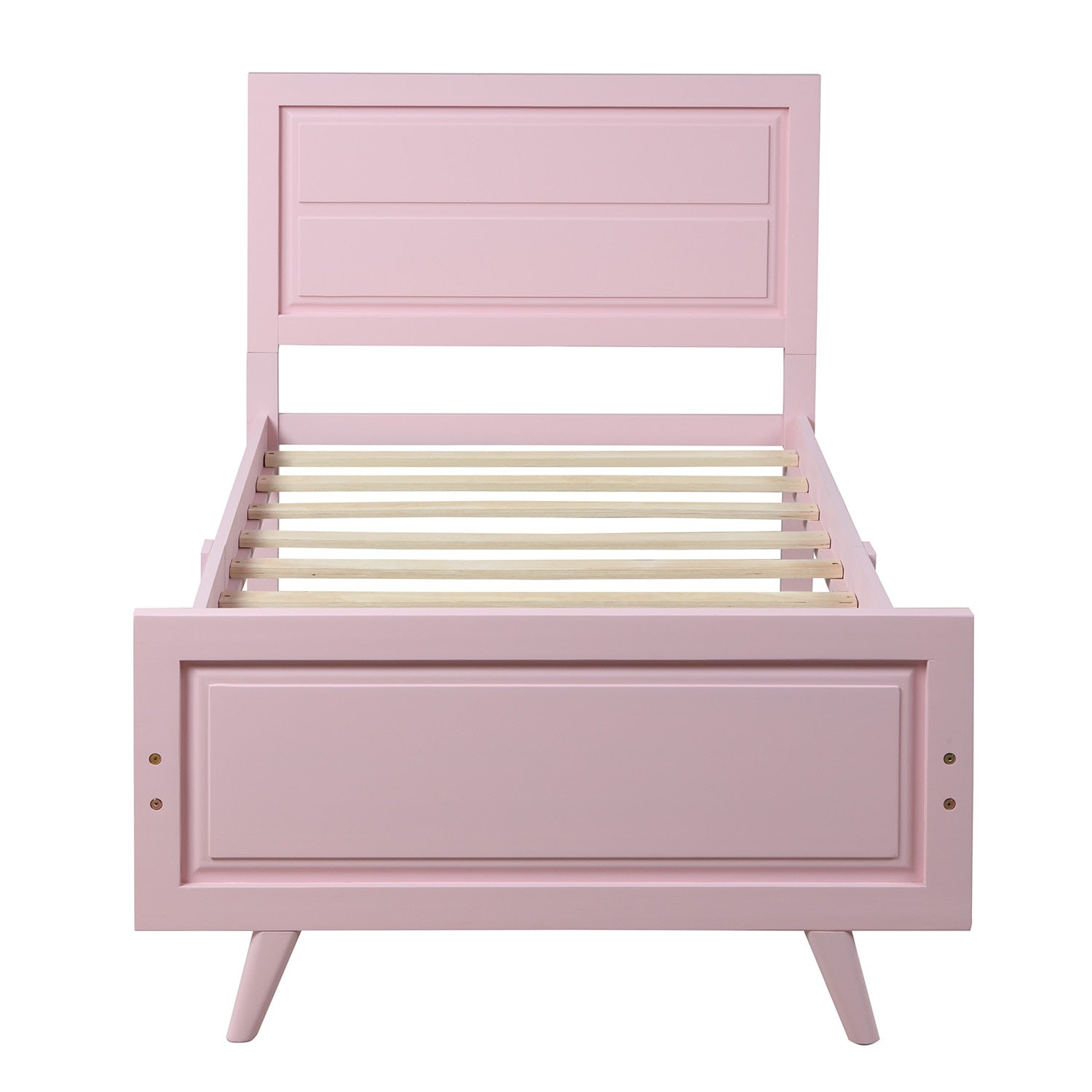 Wooden Twin Bed Frame with Headboard and Slat childrensterritory