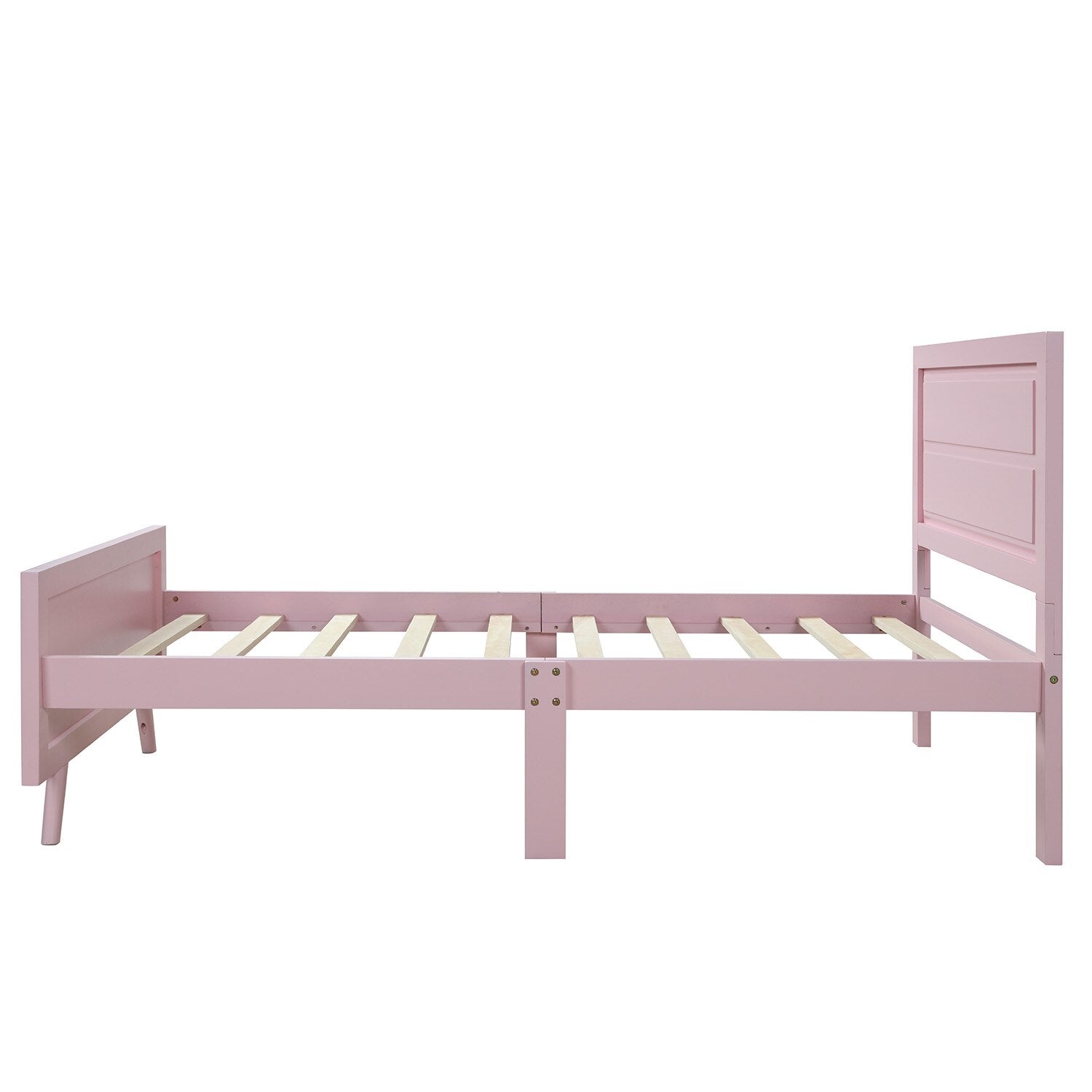 Wooden Twin Bed Frame with Headboard and Slat childrensterritory