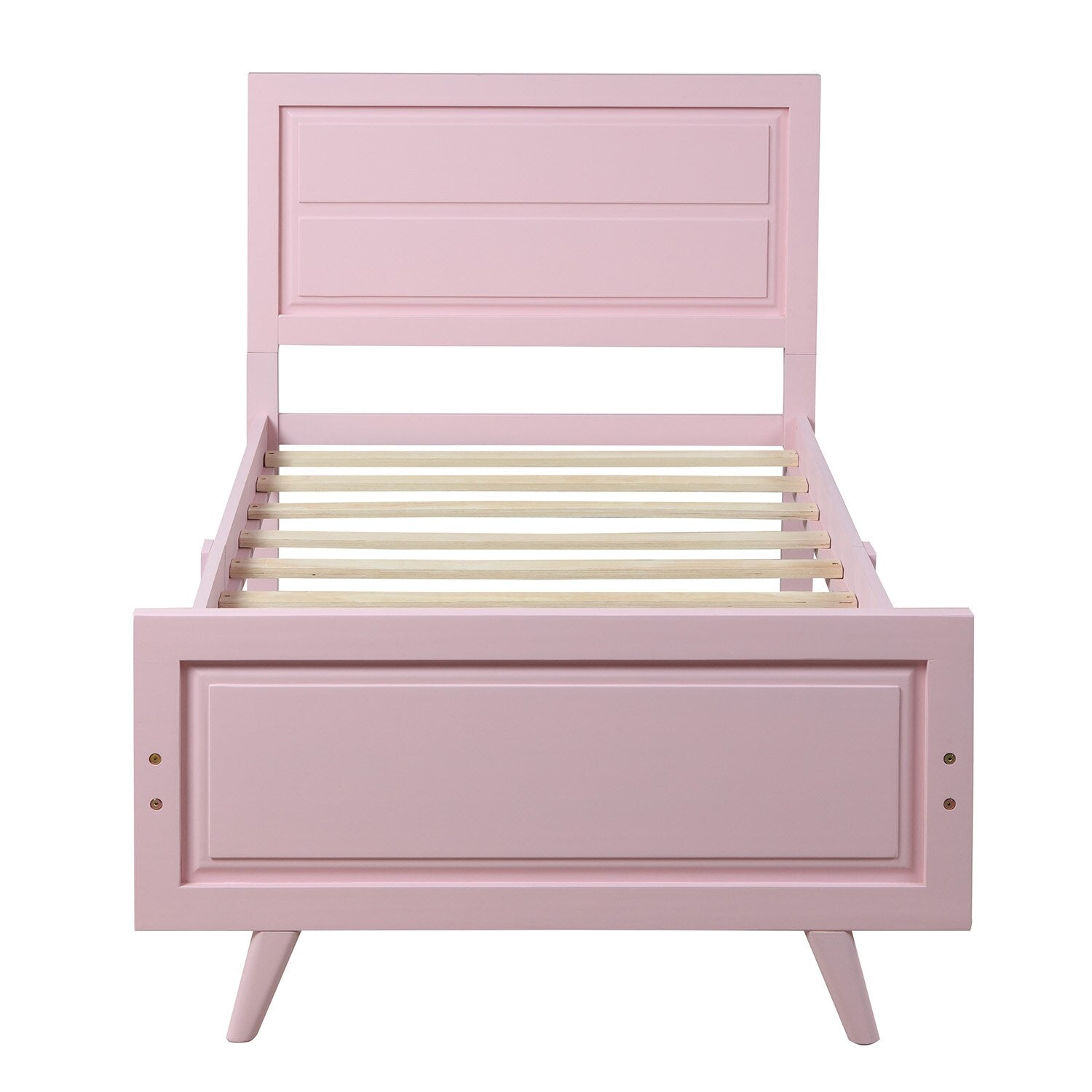 Wooden Twin Bed Frame with Headboard and Slat childrensterritory