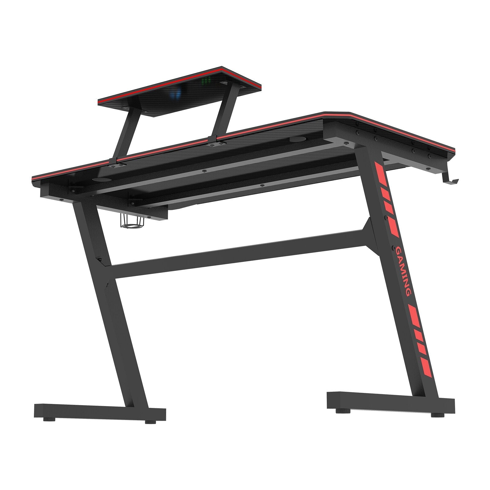 Z Shape Black MDF Gaming Desk with PC Holder childrensterritory