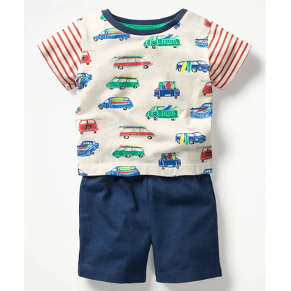Kids Boys Short Sleeve Cartoon Print Clothing Sets childrensterritory