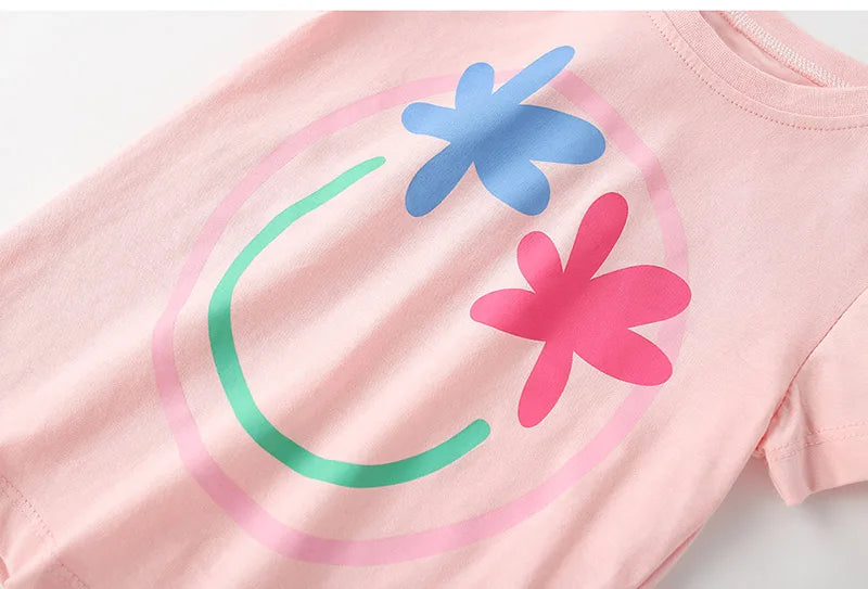 Kids Girls Combed Cotton Floral Tees for Summer childrensterritory