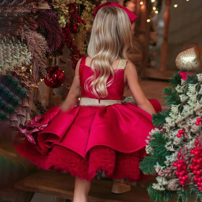 Kids Girls Sequins Bow Tutu Princess Dress for Birthday Party