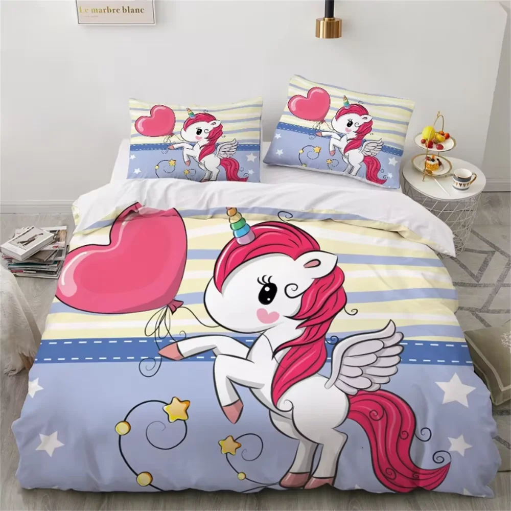 Soft & Colorful Unicorn Print Kids Bedsheet Set