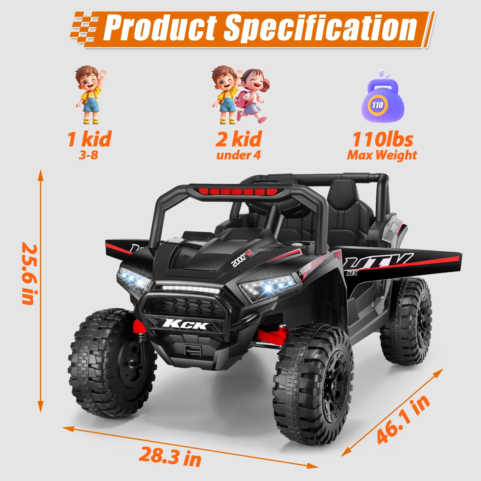 RC 24V Off-Road Electric 2 Seater Ride on Car UTV for Kids childrensterritory