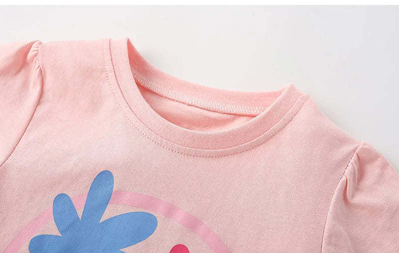 Kids Girls Combed Cotton Floral Tees for Summer childrensterritory