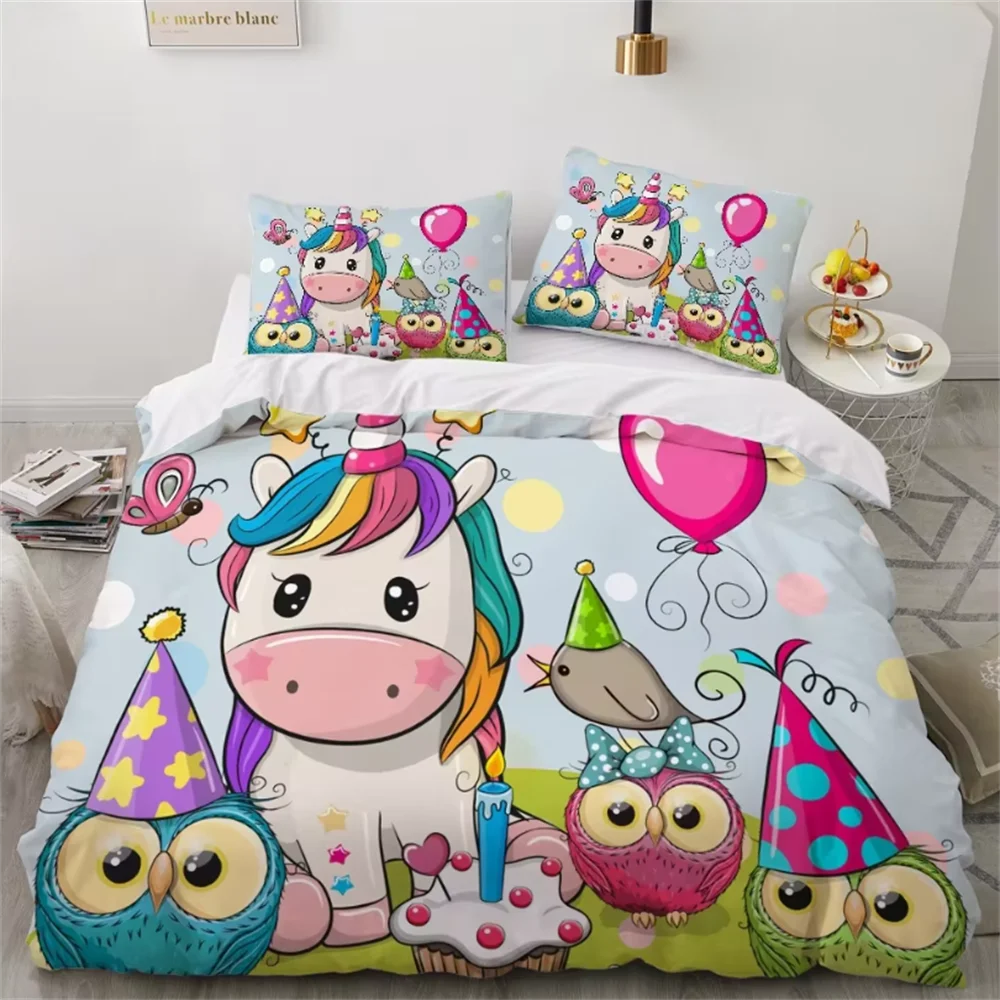 Soft & Colorful Unicorn Print Kids Bedsheet Set